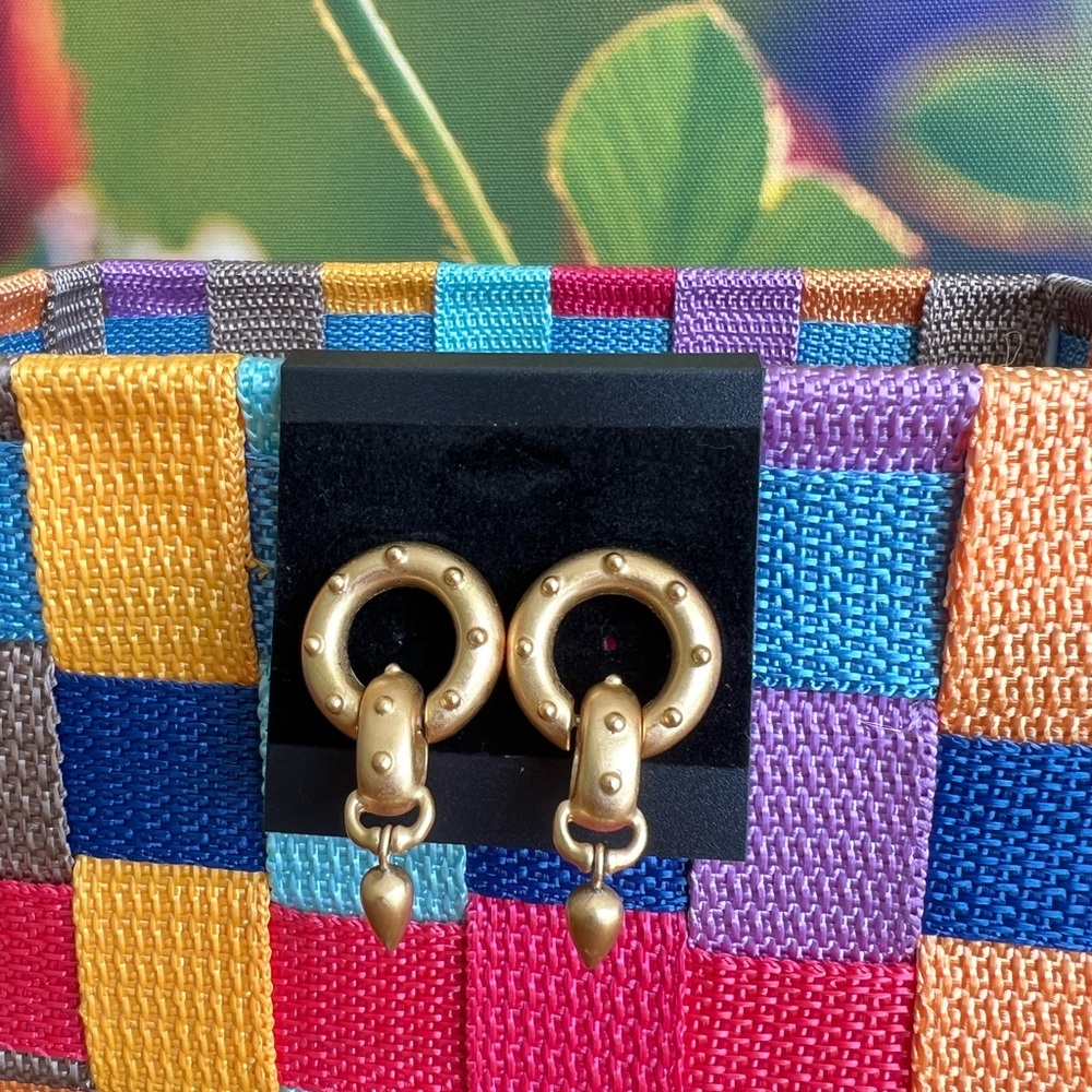 Vintage Gold Tone Door Knocker Earrings